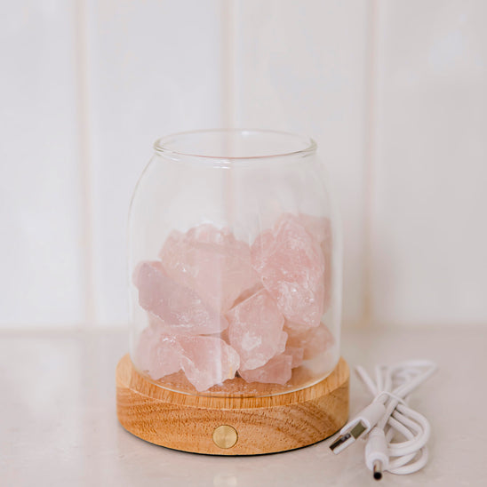 Crystal Light Diffuser with Cordless USB Wooden Base